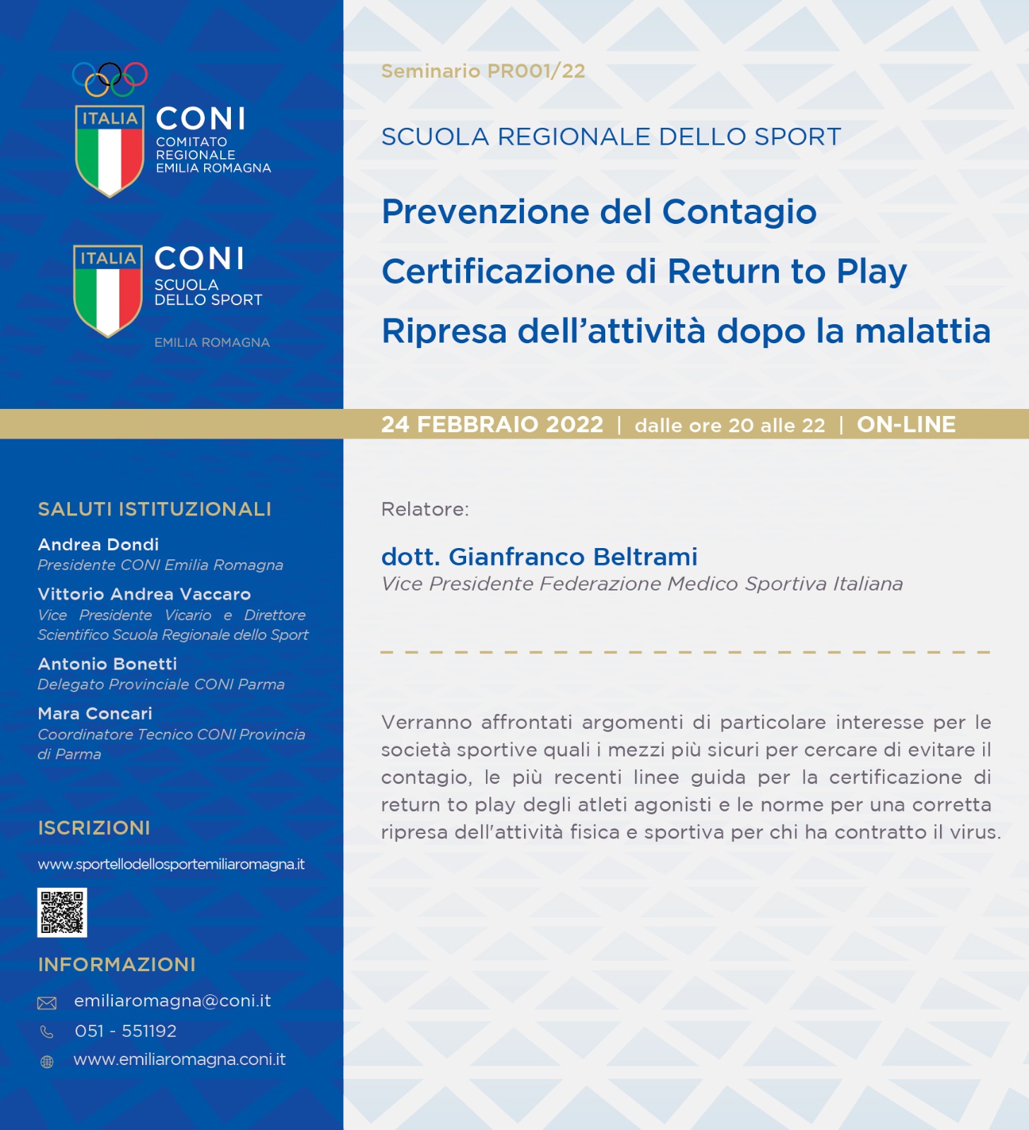 prevenzione del contagio, certificazione di Return to play , ripresa dell'attività dopo la Pandemia